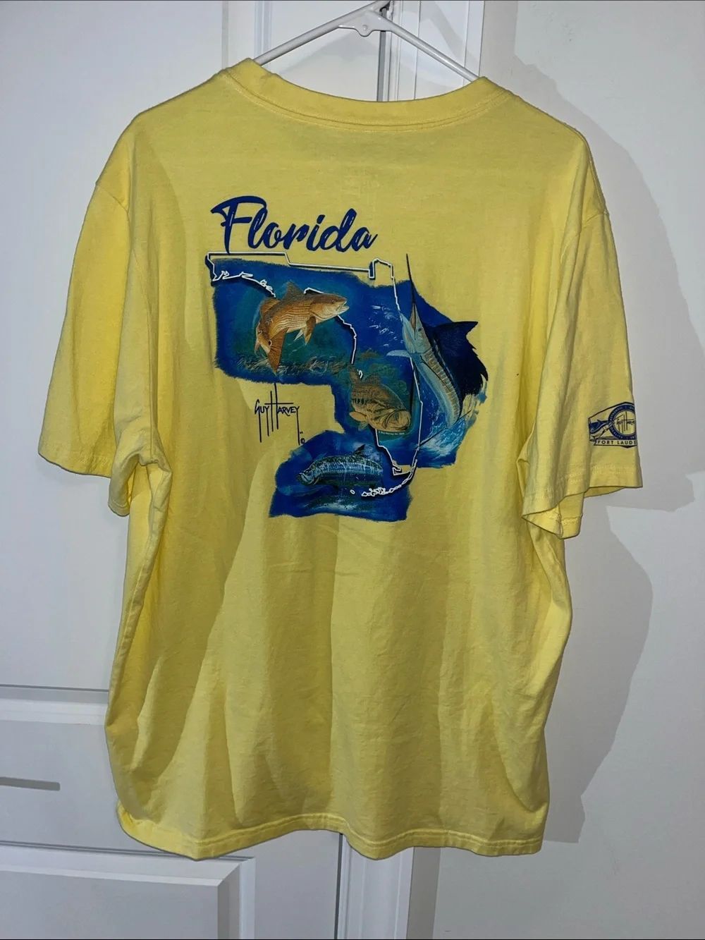 Guy Harvey Fort Lauderdale Florida Marlin Sailfish Cobia Pocket T shirt men’s XL